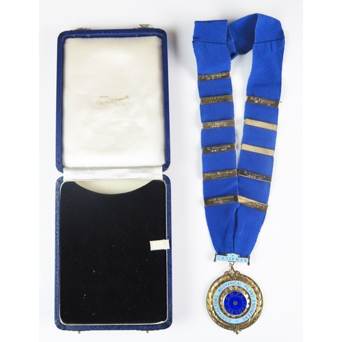 623 - A Silver gilt and enamel medallion for the Contractors Mechanical Plant Engineers, with ribbon and t... 