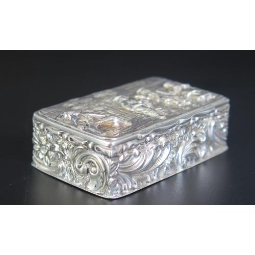 643 - An Edward VII silver snuff box, maker George Nathan & Ridley Hayes, Chester, 1905, decorated with ru... 