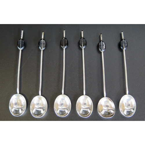 648 - A set of six George V silver bean topped coffee spoons, maker Charles Perry & Co, Chester, 1923, 35g... 