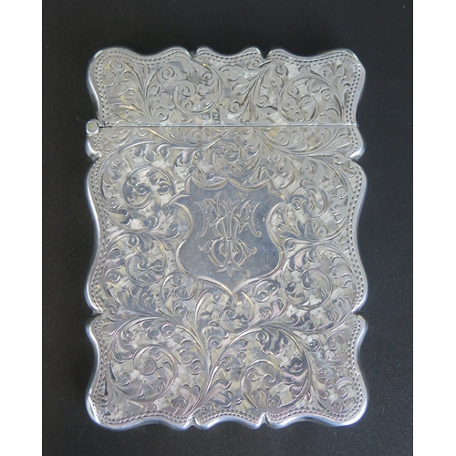 664 - A Victorian silver card case, maker S Blankensee a & sons Ltd, Birmingham, 1899, monogrammed, with c... 