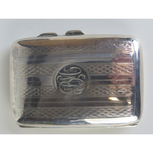 682 - A George V silver cheroot case, maker F D Long, Birmingham, 1922, monogrammed, of rectangular outlin... 