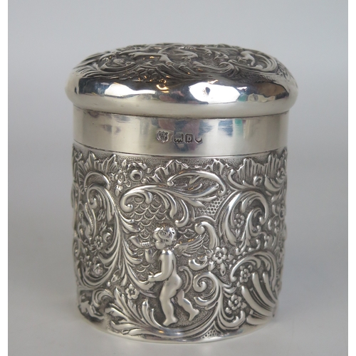 685 - A late Victorian silver dressing table jar and cover, maker Goldsmiths & Silversmiths Co Ltd, London... 