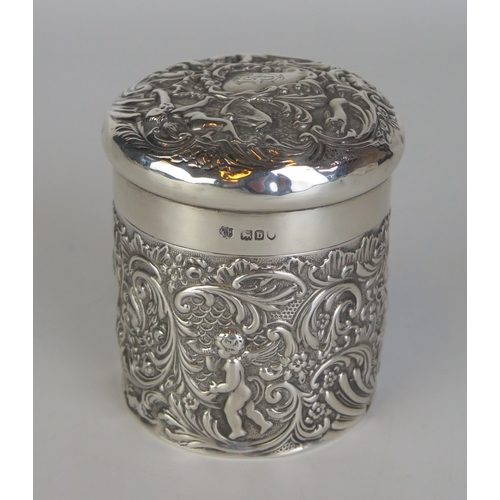 685 - A late Victorian silver dressing table jar and cover, maker Goldsmiths & Silversmiths Co Ltd, London... 