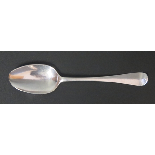 720 - A George III silver Hanoverian pattern table spoon, maker mark worn, London, 1762, initialled, 19.5c... 