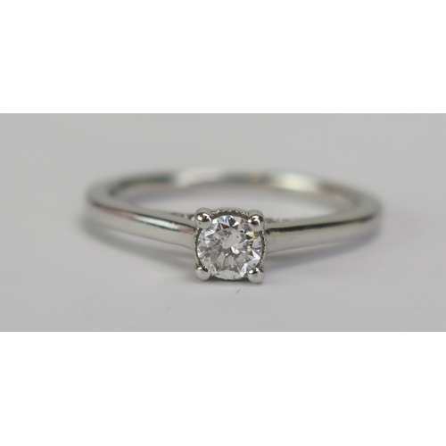 78 - A Jenny Packham 18ct White Gold and Diamond Solitaire Ring, .33ct, size M.5, Birmingham hallmarks, 3... 