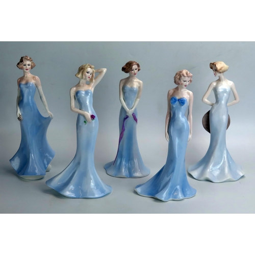 1041 - A group of five large Coalport Silhouettes series figurines, includes, 