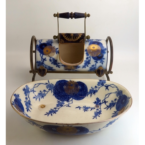 1044 - A Victorian Doulton Burslem 'Royles Patent Toilet Aquarius' wash basin, water pitcher and stand, the... 