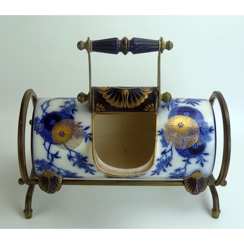 1044 - A Victorian Doulton Burslem 'Royles Patent Toilet Aquarius' wash basin, water pitcher and stand, the... 