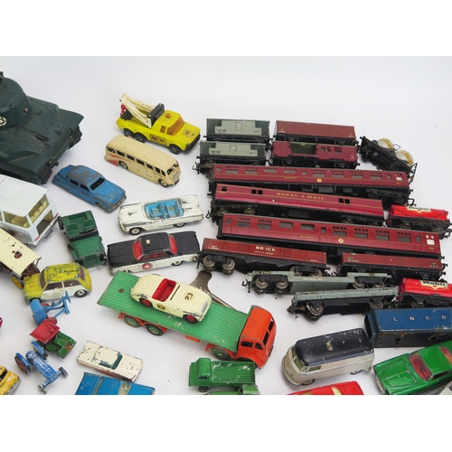 1245 - Collection of Vintage Playworn Diecast and Trains including Dinky, Hornby, Corgi, Matchbox, Triang e... 