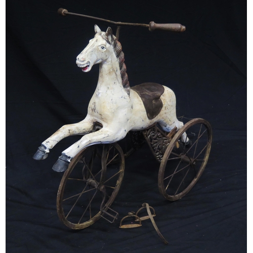 1274 - An Auguste Reidemeister Style Velocipede Horse Tricycle, 91cm tall