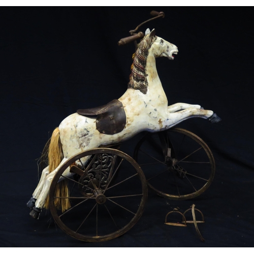 1274 - An Auguste Reidemeister Style Velocipede Horse Tricycle, 91cm tall