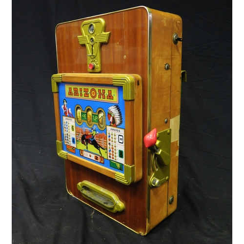 1275 - A German One Arm Bandit Slot Machine - working, slot mechanism needs attention