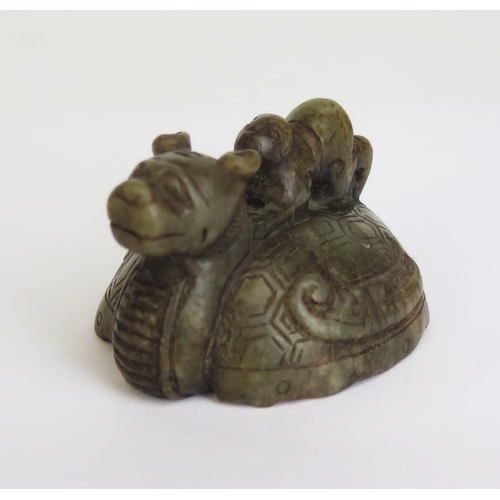 1331 - A Chinese Jade Carving of a Dragon Turtle (Longgui), 61mm long