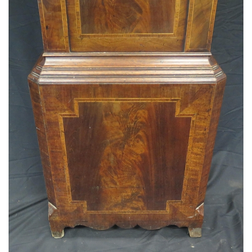 1351 - A late 18th/early 19th century north country mahogany and crossbanded longcase clock, the hood with ... 