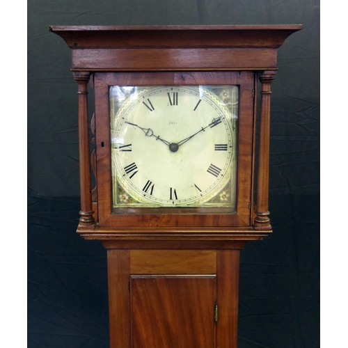 1352 - Pinn, Exmouth, a late 18th century mahogany longcase clock, with square hood, with plain waist panel... 