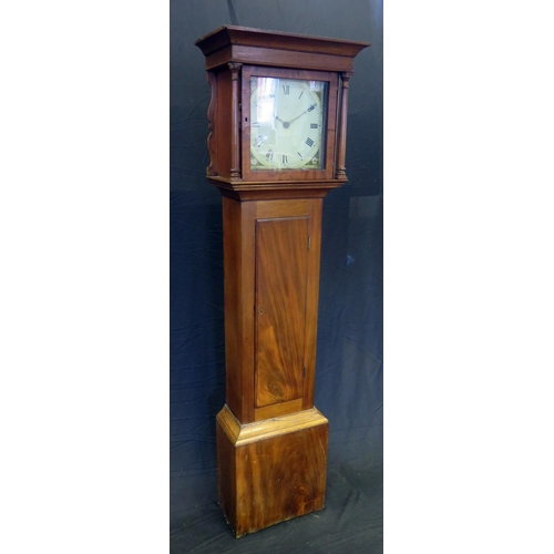 1352 - Pinn, Exmouth, a late 18th century mahogany longcase clock, with square hood, with plain waist panel... 