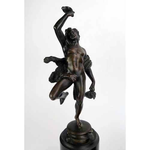 1371 - A pair of 19th century Grand Tour bronze figures after the antique of dancing Bacchanalian satyrs, o... 