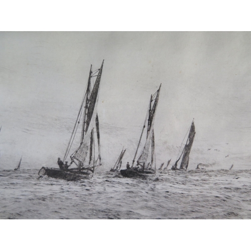 1549 - William Lionel Wylie RA (1851 - 1931) maritime artist, etching of sailing boats, pencil signed, plat... 