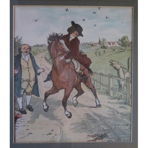 1553 - Four coloured Engravings by R.Caldecott (British 1846 - 1886), illustrating John Gilpin's Ride to Lo... 