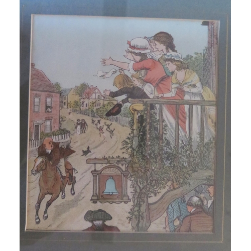 1553 - Four coloured Engravings by R.Caldecott (British 1846 - 1886), illustrating John Gilpin's Ride to Lo... 