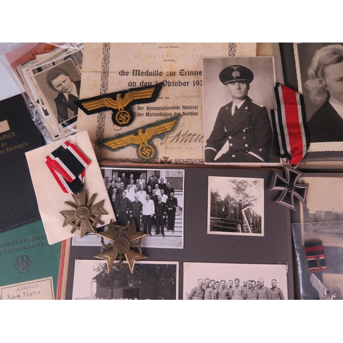 1480 - World War Two Romance, Kriegsmarine  radio operator Richard Toepfera collection of medals, awards, p... 