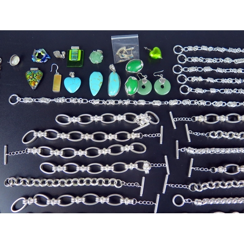 192 - A Large Selection of White Metal Bracelets, Chains, Pendants, Earrings and Pandora style charms (man... 