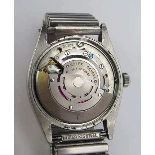 424 - A Gent's ROLEX Air-King Steel Cased Wristwatch, ref: 5500, pink dial with Roman numerals, 34mm Oyste... 