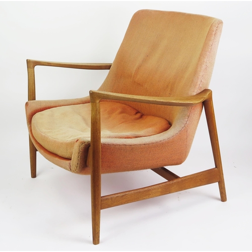 1001 - IB KOFOD LARSEN, Teak Easy Chair Model 4346 designed in 1956 and produced by Fritz Hansen and marked... 