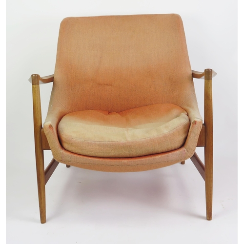 1001 - IB KOFOD LARSEN, Teak Easy Chair Model 4346 designed in 1956 and produced by Fritz Hansen and marked... 