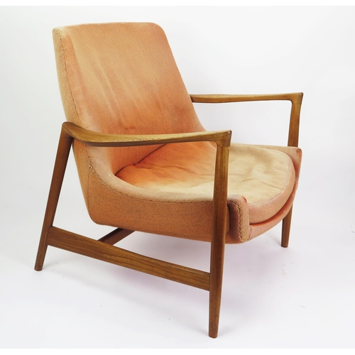 1001 - IB KOFOD LARSEN, Teak Easy Chair Model 4346 designed in 1956 and produced by Fritz Hansen and marked... 