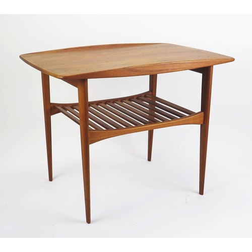 1003 - A Tove and Edvard Kindt Larsen Teak Side Table with magazine rack below, designed for France & Son, ... 