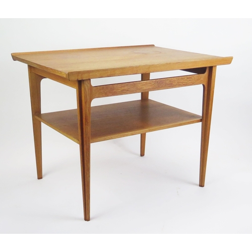 1010 - Finn Juhl for France & Son Danish Teak Coffee Table with magazine rack below and on sculpted legs, f... 