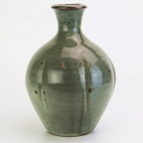 1014 - DAVID LEACH (1911-2005) for Lowerdown Pottery Vase in a stone grey glaze, the widest part decorated ... 