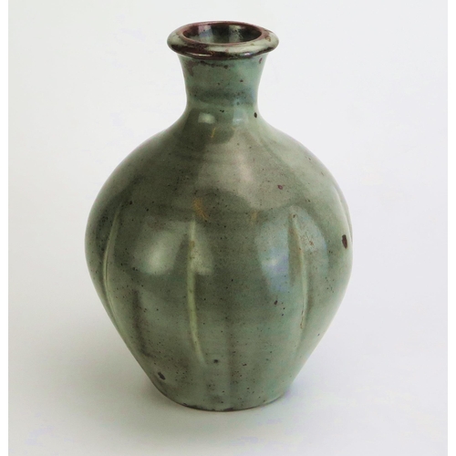 1014 - DAVID LEACH (1911-2005) for Lowerdown Pottery Vase in a stone grey glaze, the widest part decorated ... 