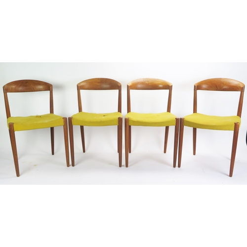 1018 - Knud Andersen for JCA Jensen Set of Four Danish Teak Dining Chairs, attribution mark and Danish Cont... 