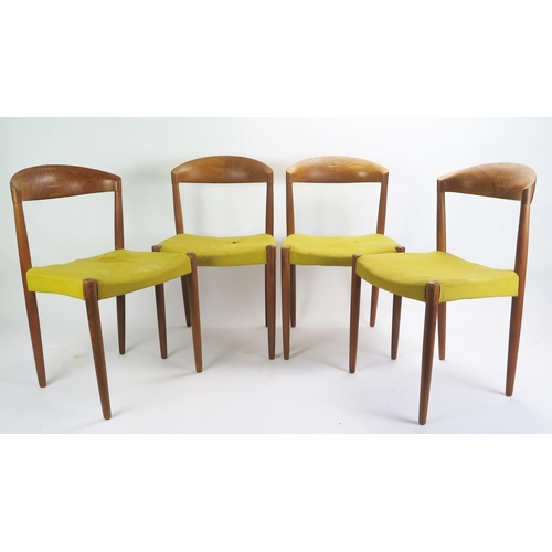 1018 - Knud Andersen for JCA Jensen Set of Four Danish Teak Dining Chairs, attribution mark and Danish Cont... 