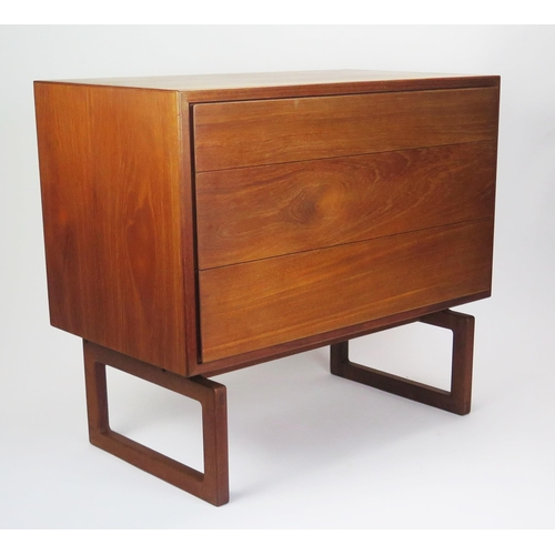 1021 - Arne Hovmand Olsen for Mogens Kold Danish Teak Chest of Three Drawers with inset MK Craftsmanship ro... 