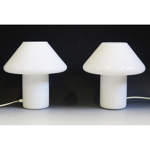 1024 - A Pair of Hala Zeist Mushroom Lamps in opaque white glass, 24cm, c. 1990's

Provenance _ see lot 100... 