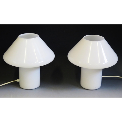 1024 - A Pair of Hala Zeist Mushroom Lamps in opaque white glass, 24cm, c. 1990's

Provenance _ see lot 100... 