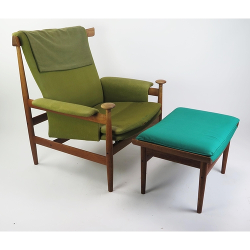 1027 - A Finn Juhl 152 'Bwana' Danish Teak Lounge Chair with Matching Foot Stool designed for French & Sons... 