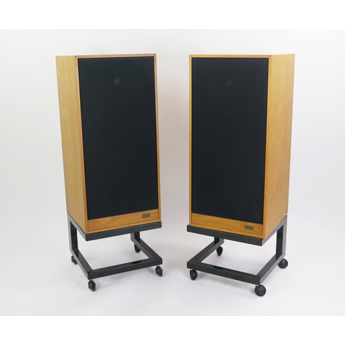 1035 - A Pair of Spendor SP1 Teak Cased Stereo Speakers on original stands, serial no. 008690