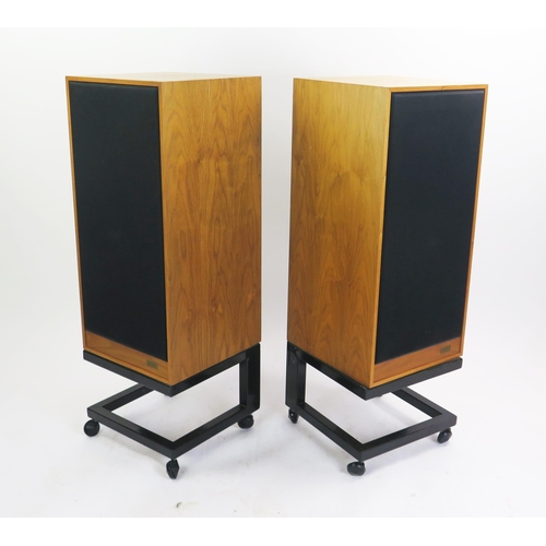 1035 - A Pair of Spendor SP1 Teak Cased Stereo Speakers on original stands, serial no. 008690