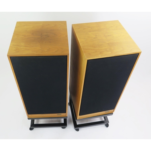 1035 - A Pair of Spendor SP1 Teak Cased Stereo Speakers on original stands, serial no. 008690