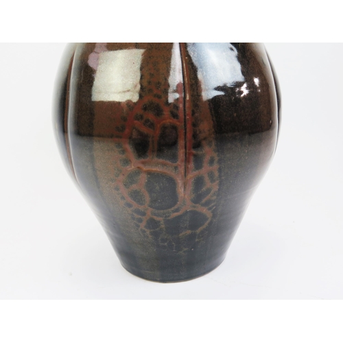 1043 - DAVID LEACH (1911-2005) for Lowerdown Pottery Large Vase in a dark brown mottled glaze, the widest p... 