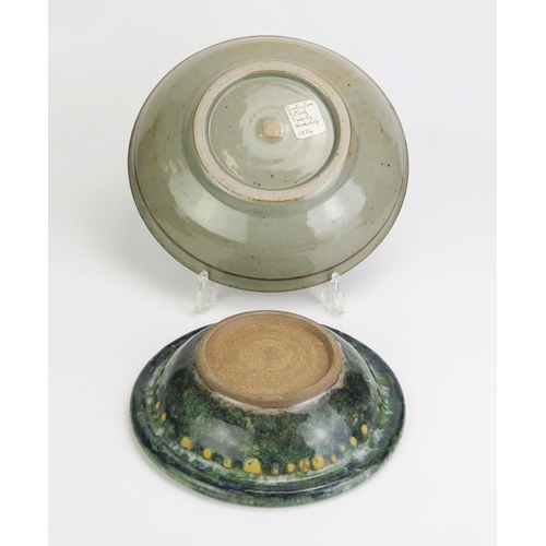 1049 - Attributed to Dartington Pottery Training Workshop 1976 studio pottery bowl, 27cm diameter and one o... 