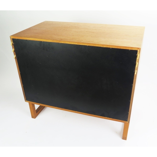 1052 - A 1960's Danish Teak Two Door Cabinet with single adjustable shelf, stamped MADE IN DENMARK, 80(l)x4... 