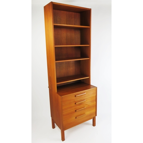 1053 - A Troeds Danish Teak Open Bookcase on Four Drawer Chest raised on four legs, stamped to the base, 19... 