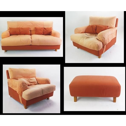 1059 - A 1990's Ligne Roset Jean Charles de Castelbajac Four Piece Suite including an upholstered footstool... 