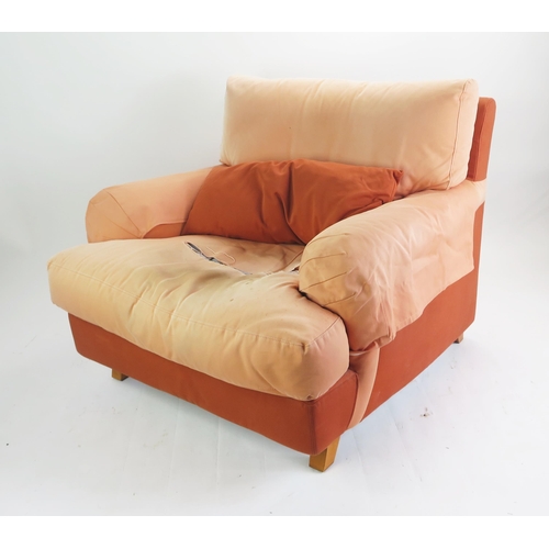 1059 - A 1990's Ligne Roset Jean Charles de Castelbajac Four Piece Suite including an upholstered footstool... 