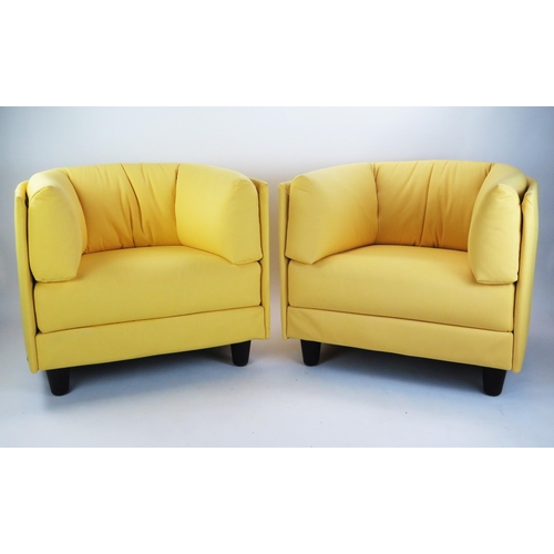 1062 - A Pair of Ligne Roset Upholstered Tub Chairs in yellow fabric upholstery, 80cm wide

Provenance _ se... 